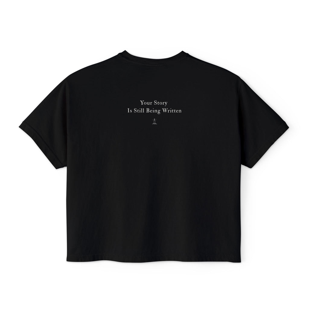 Boxy Tee — "Your Story Is Still Being Written" Minimalist Women's Crop T-Shirt
