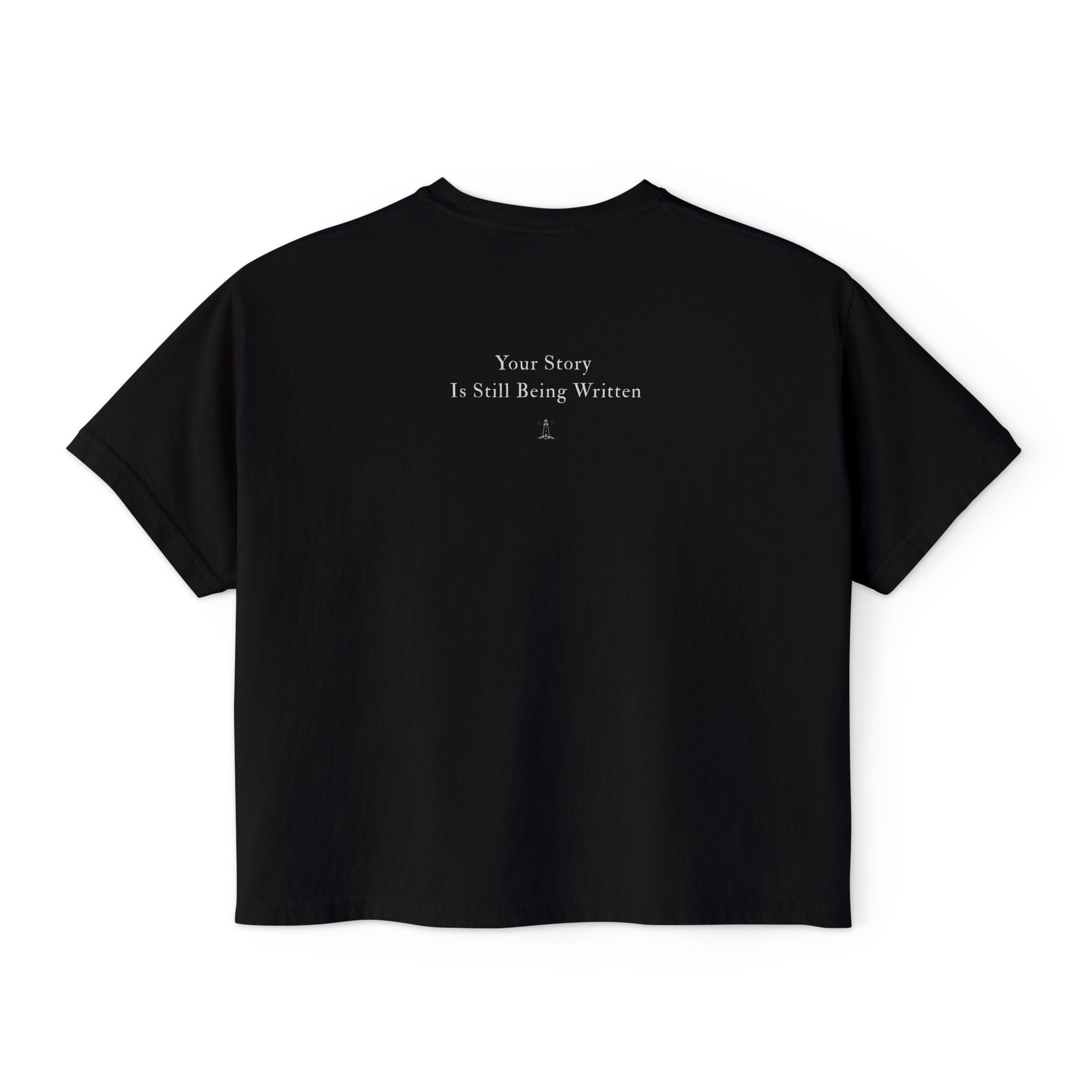 Boxy Tee — "Your Story Is Still Being Written" Minimalist Women's Crop T-Shirt