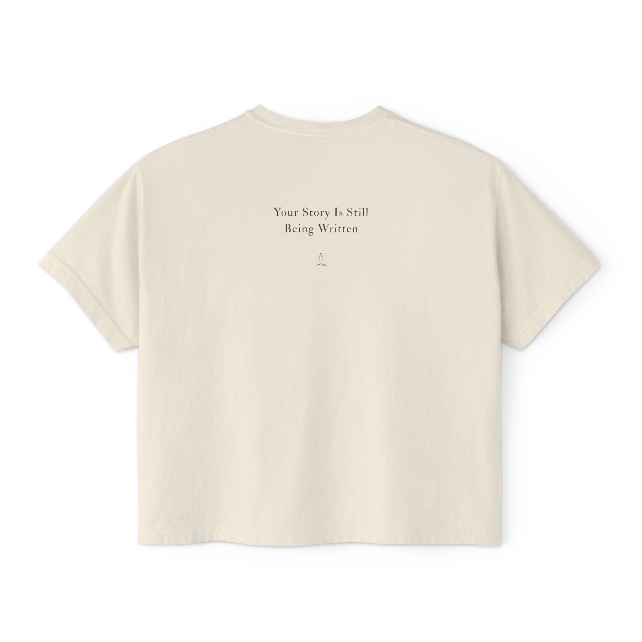 Boxy Tee — "Your Story Is Still Being Written" Minimalist Women's Crop T-Shirt